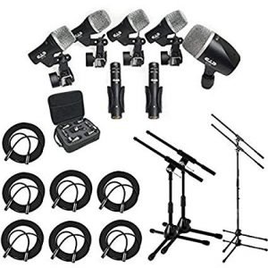 CAD Audio Stage7 Premium 7-Piece Drum Instrument Mic Pack With Vinyl Carrying Case & 7 - 25' XLR Cables + 2 Mic Stands & 2 Kick Stands