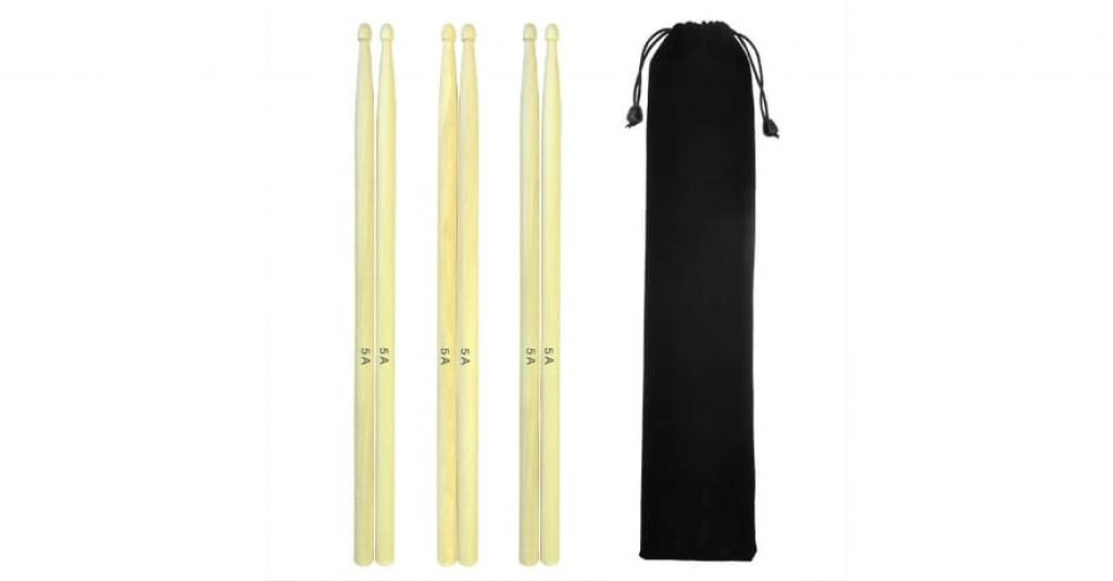 Sywon 5A Drum Sticks with Carry Bag 3 Pairs