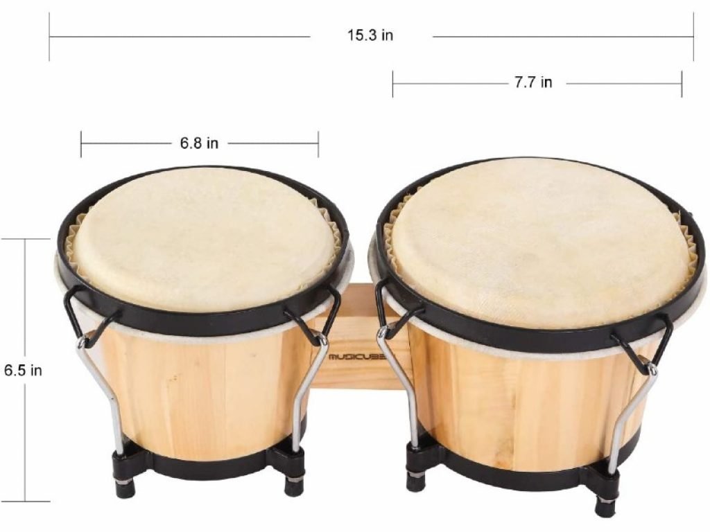 MUSICUBE Bongo Drum Set dimensions