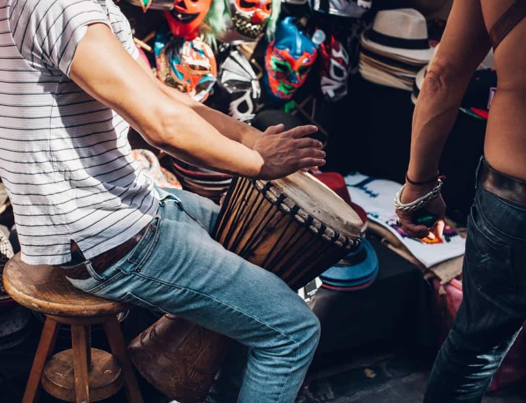 person doing open hand drumming