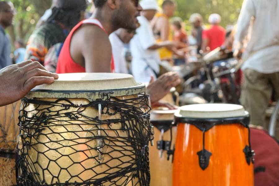 people playing conga drums