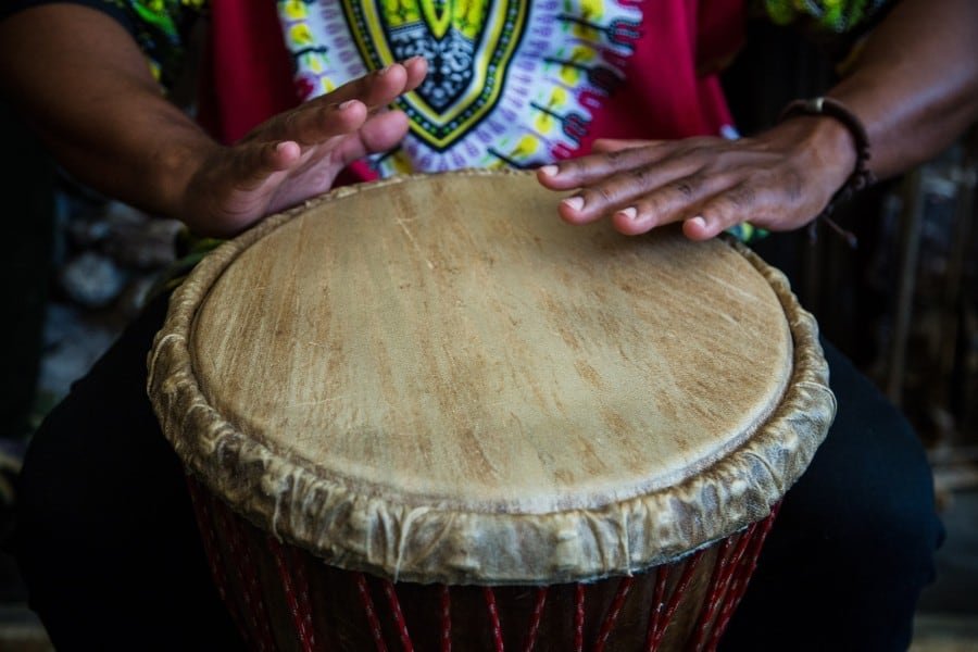 person playing conga drum