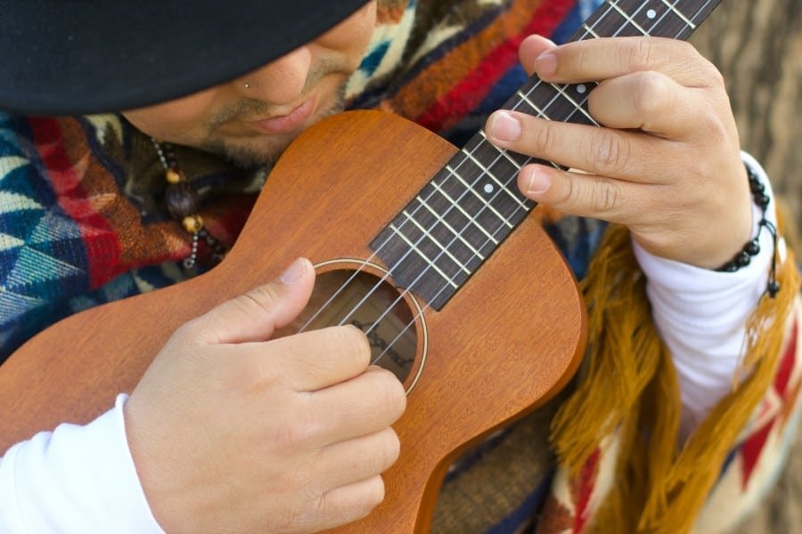 simple wooden ukulele