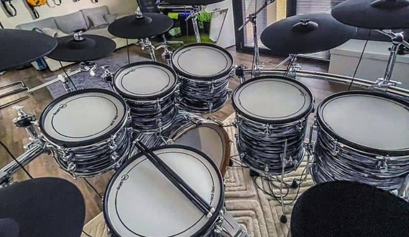 Drum set in the music shop
