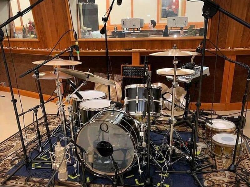 Drum set in the studio