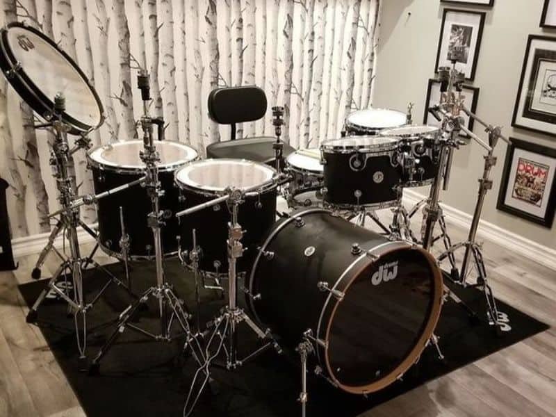 Drum set in the room