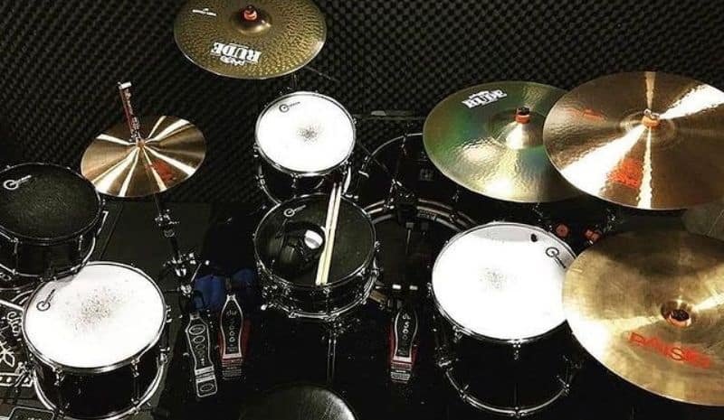 Full drum set in the studio
